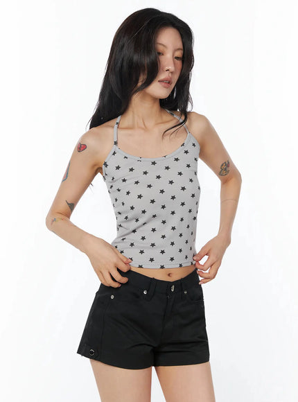 star-print-halter-sleeveless-top-iu509 / Gray