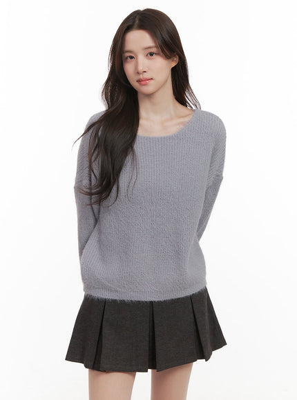 cozy-boat-neck-oversized-sweater-ij510 / Gray