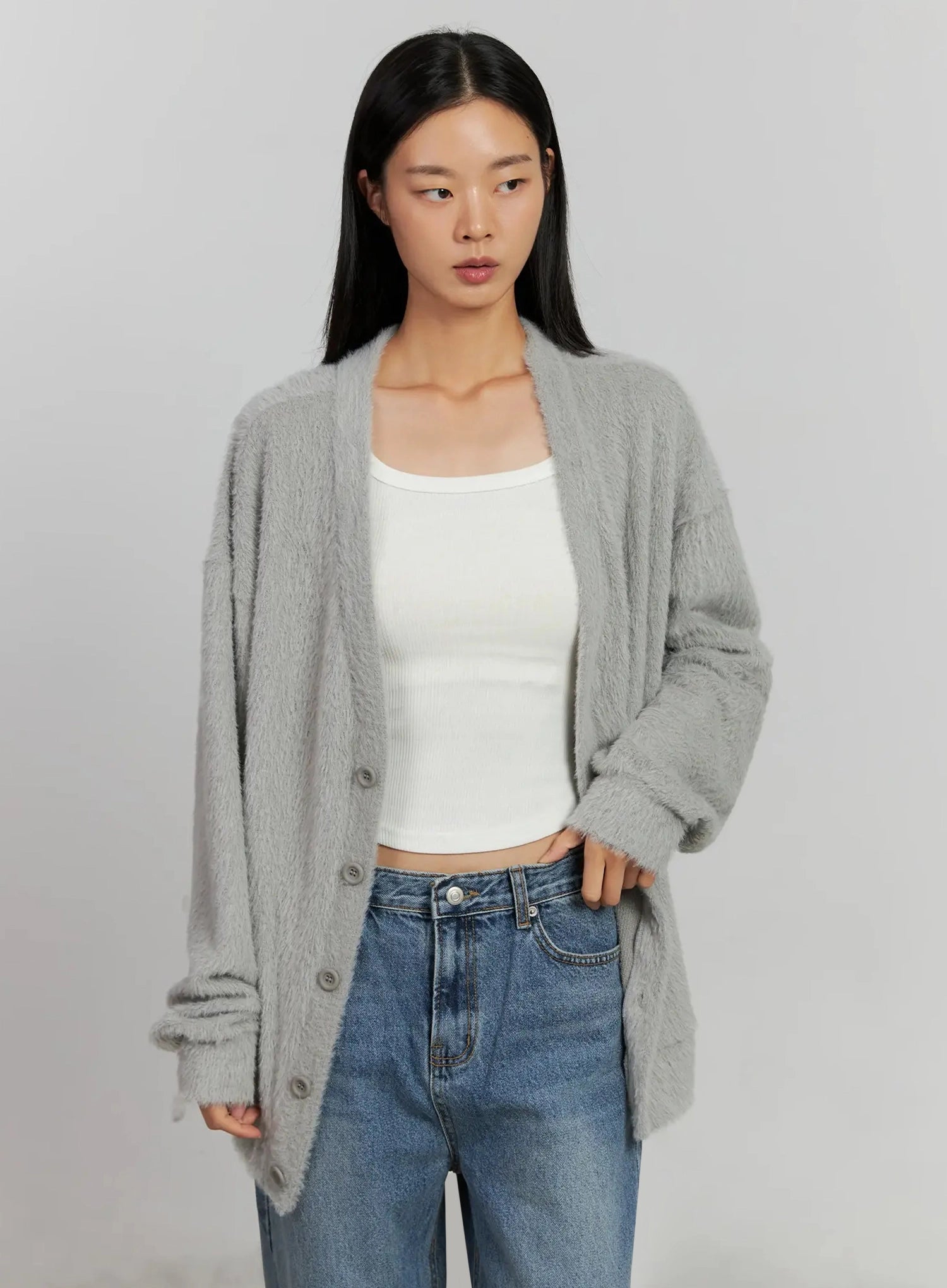 alpaca-knit-cardigan-ij505 / Gray