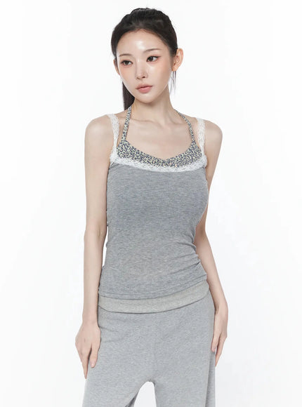 leopard-accent-cami-top-iu512 / Gray