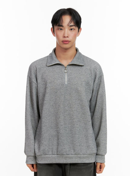 mens-knit-half-zip-sweater-in426 / Gray