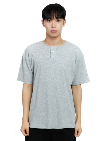 mens-textured-henley-t-shirt-ig520 / Gray