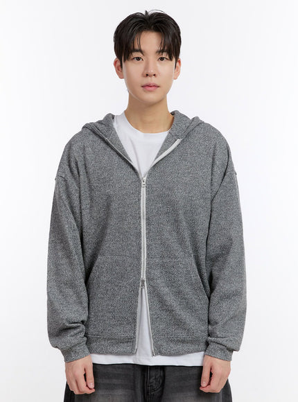 mens-cozy-zip-up-hooded-jacket-if528 / Gray
