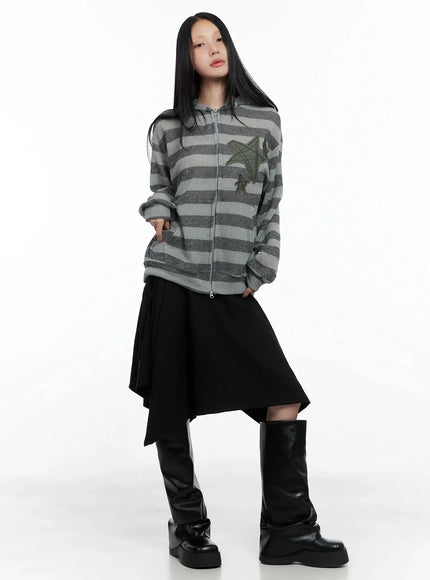 star-patch-striped-zip-up-is525 / Gray