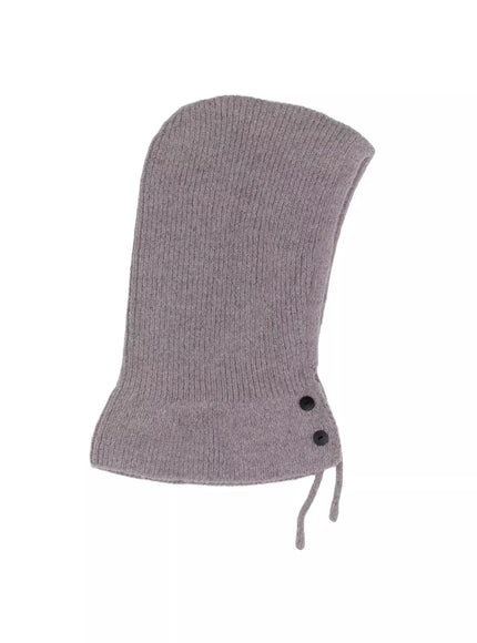 buttoned-knit-hood-hat-in528 / Gray