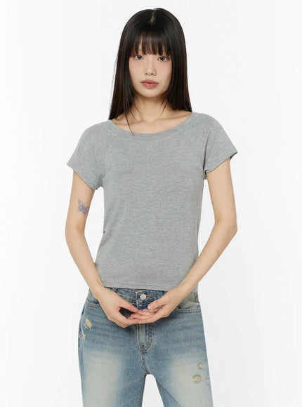slim-fit-essential-short-sleeve-top-iu518 / Gray