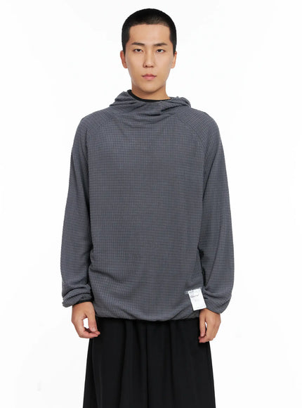 mens-logo-detail-long-sleeve-hoodie-is502 / Gray