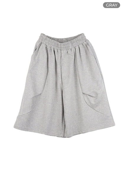 mens-solid-cozy-sweatpant-shorts-ig402 / Gray