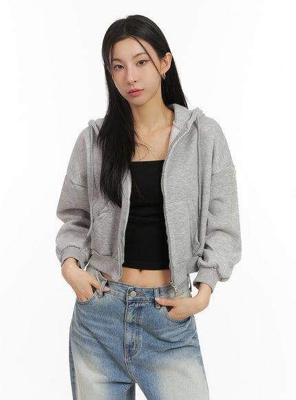 oversized-zip-up-hoodie-ij503 / Gray