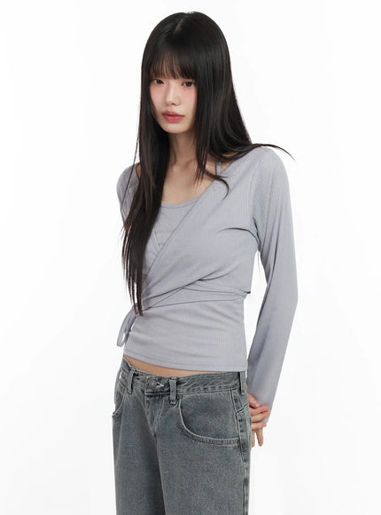 tank-and-wrap-cardigan-set-im530 / Gray