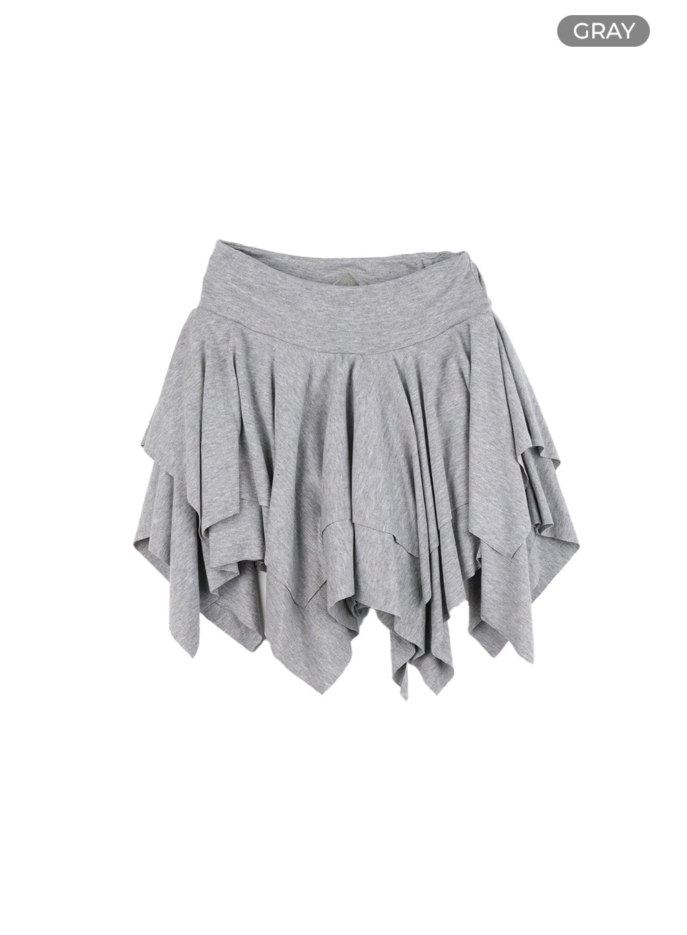 asymmetrical-ruffle-mini-skirt-ia417 / Gray