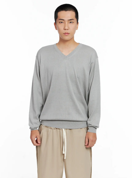 mens-v-neck-knit-pullover-ig529 / Gray