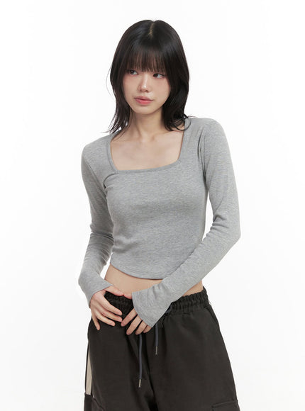 square-neck-slim-fit-crop-top-id402 / Gray