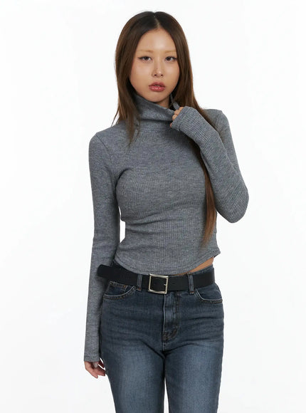 ribbed-turtleneck-top-id503 / Gray