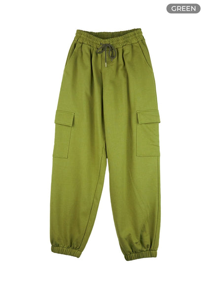 mens-cotton-cargo-sweatpants-ig402 / Green