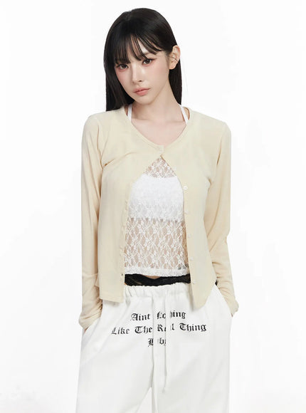 lightweight-relaxed-fit-cardigan-iu509 / Light beige
