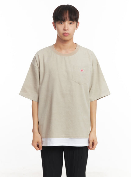 mens-oversized-washed-t-shirt-ia521 / Light beige