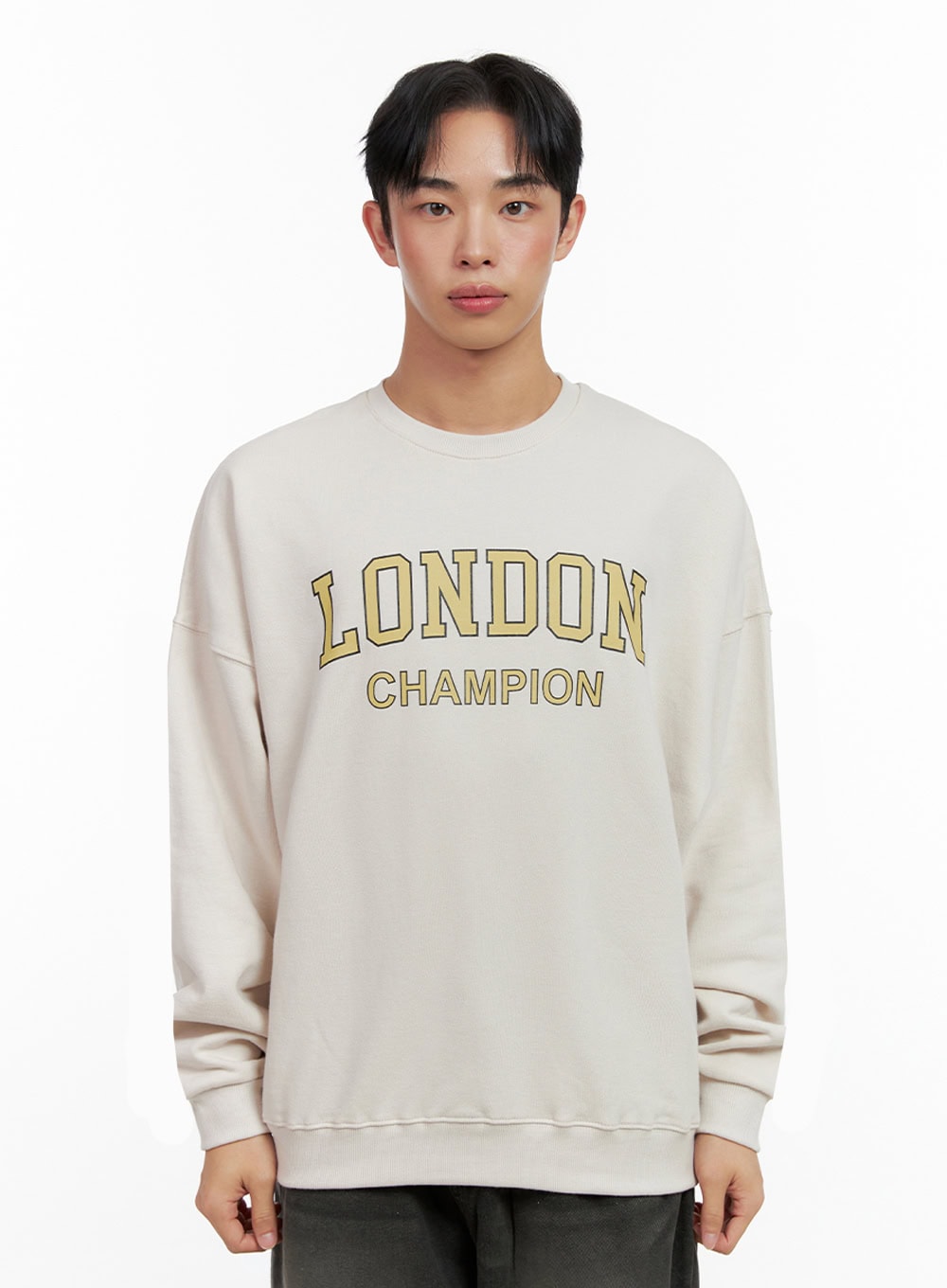 mens-graphic-crewneck-in426 / Light beige