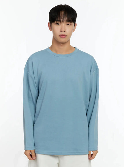 mens-oversized-basic-long-sleeve-top-in506 / Light blue