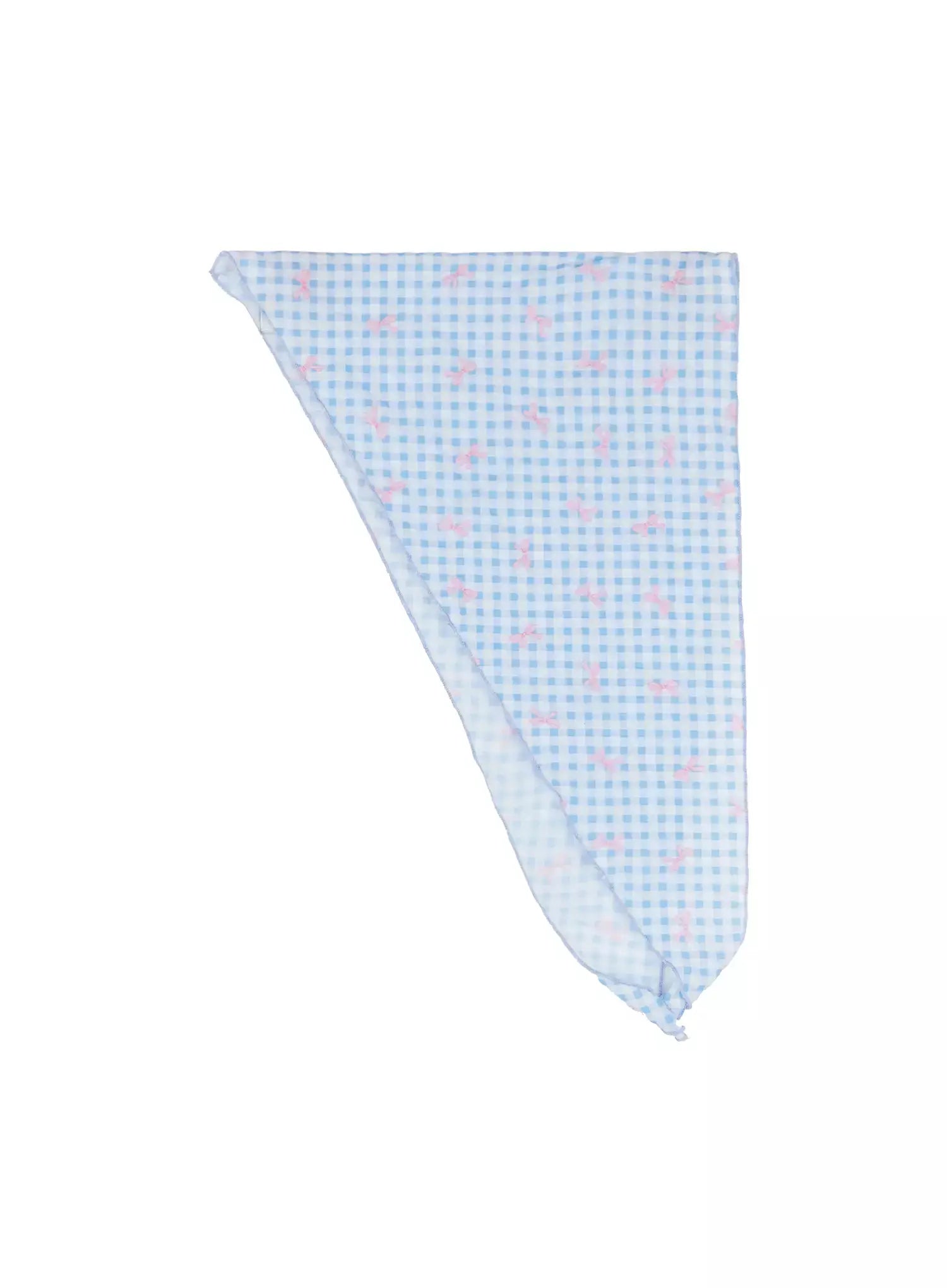 gingham-ribbon-hair-scarf-il528 / Light blue