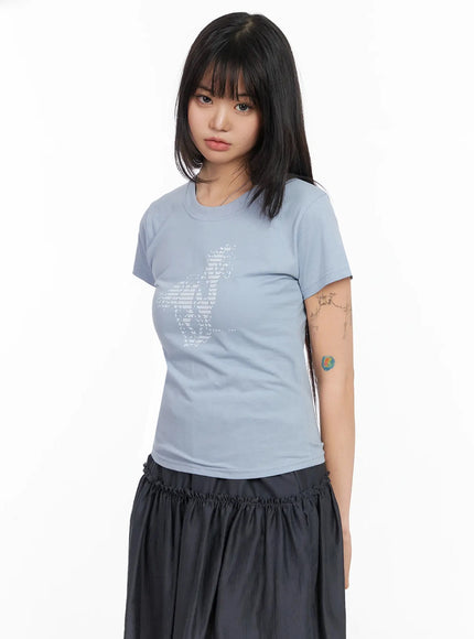 horse-graphic-slim-fit-tee-ia523 / Light blue