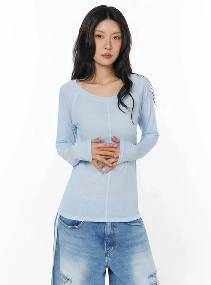 mesh-long-sleeve-shirt-iu509 / Light blue