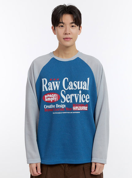 mens-casual-graphic-long-sleeve-t-shirt-if528 / Light blue
