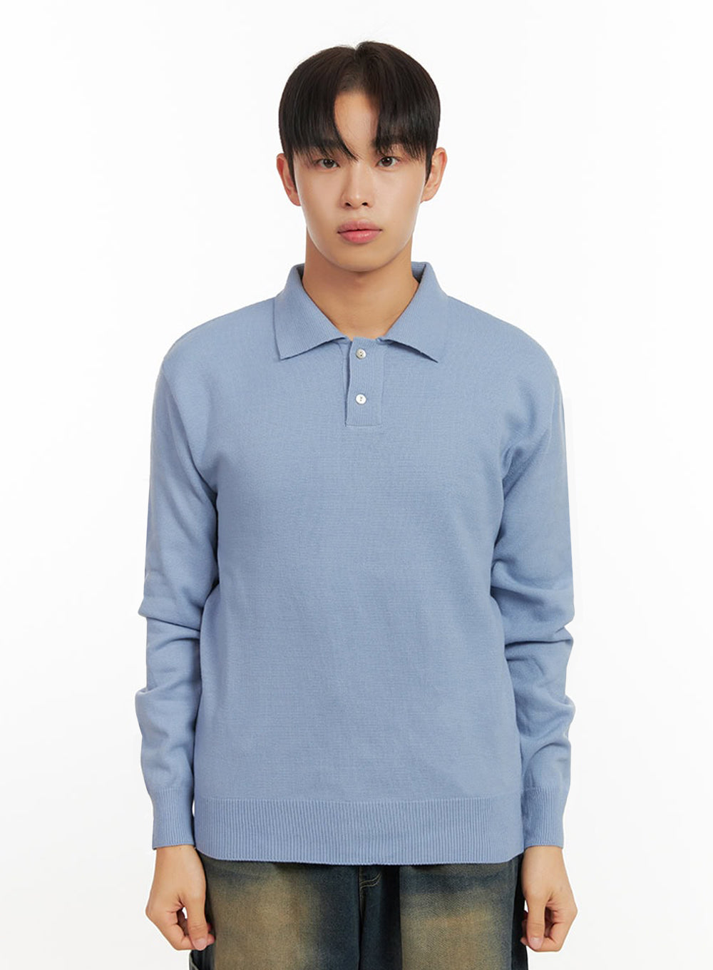 mens-elegantlong-sleeve-polo-id413 / Light blue