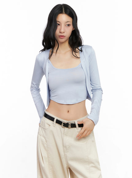 cropped-tank-cardigan-set-ig508 / Light blue