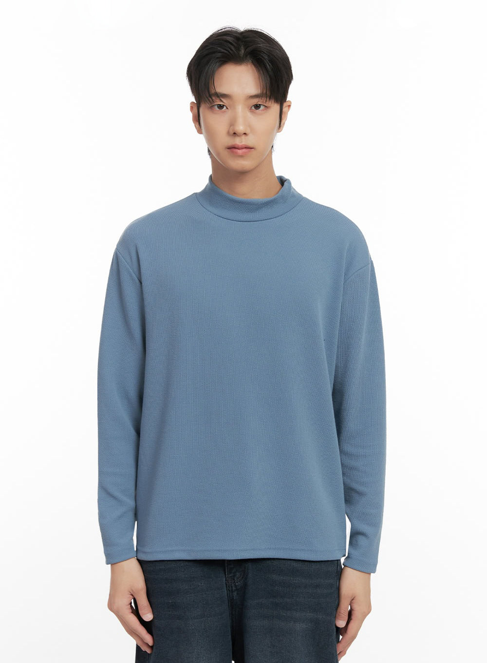 mens-mock-neck-sweater-id406 / Light blue