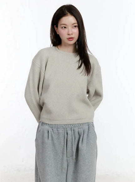 round-neck-knit-sweater-id526 / Light gray
