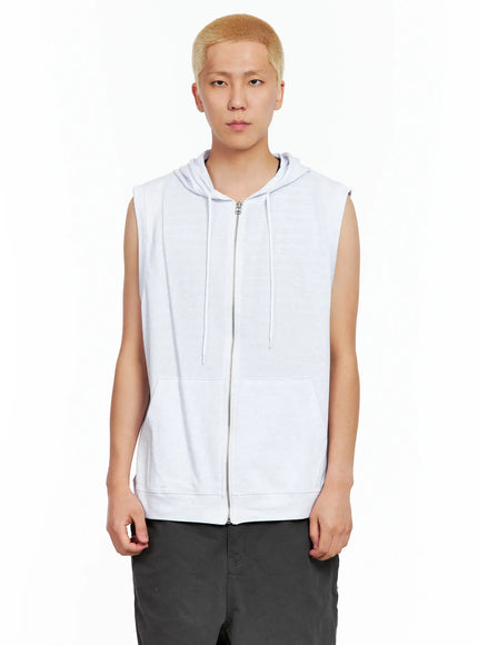 mens-cotton-zip-up-hoodie-vest-il511 / Light gray