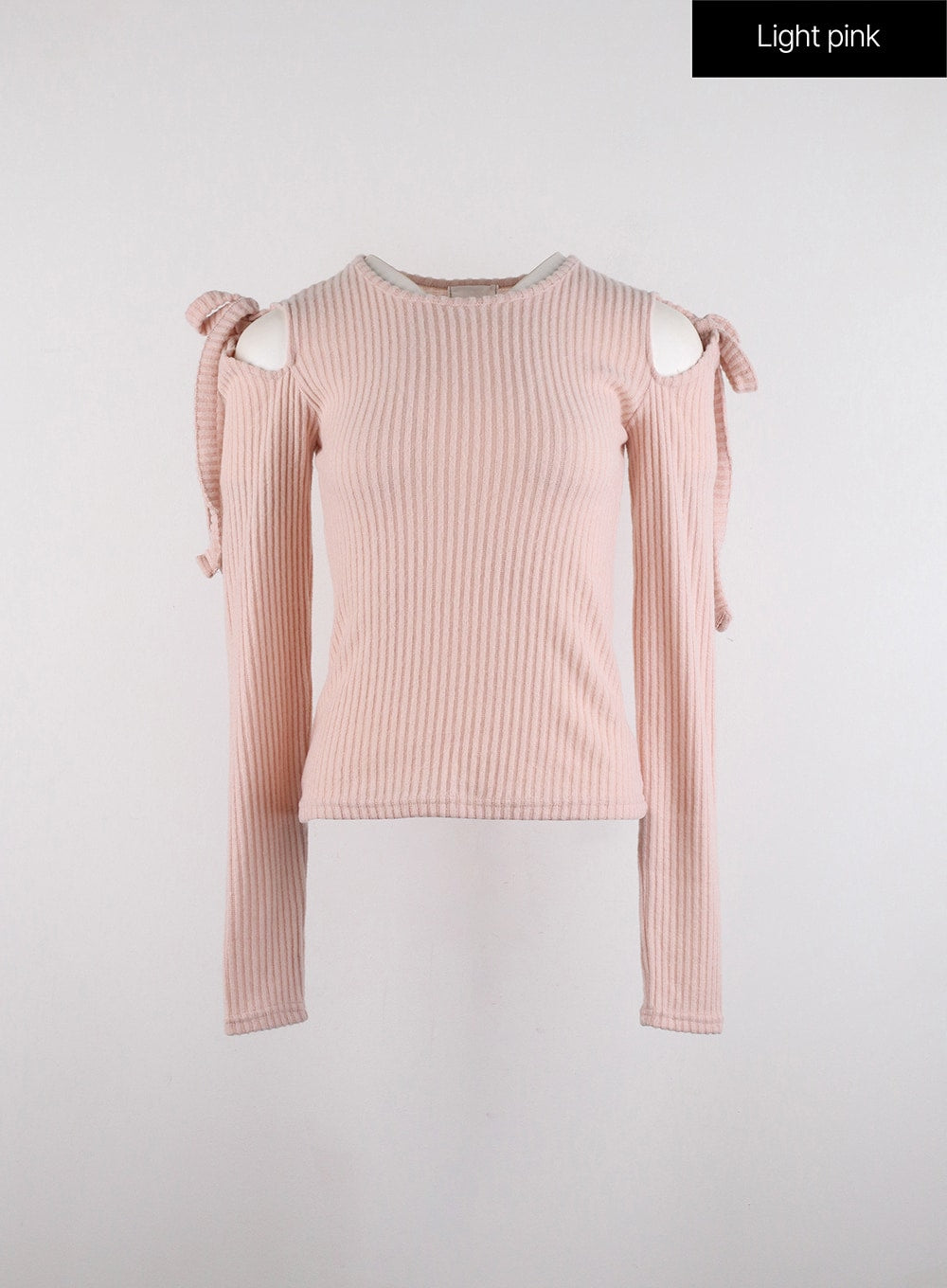 ribbon-cut-out-shoulder-sweater-id315 / Light pink