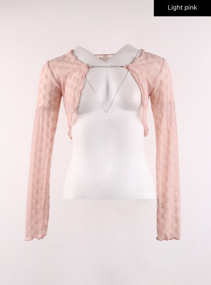 floral-chained-cardigan-ij430 / Light pink