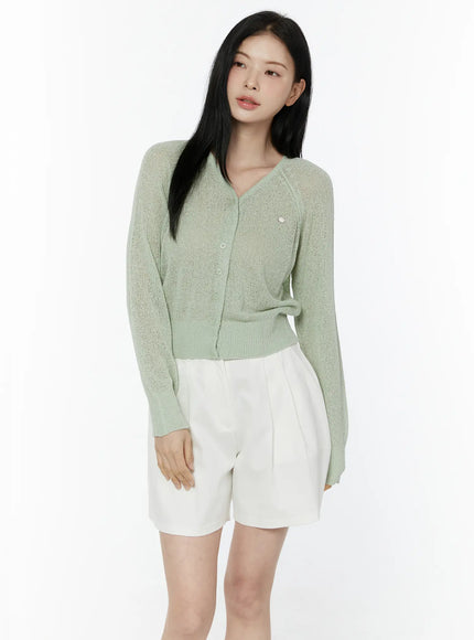 v-neck-cropped-cardigan-iu505 / Mint