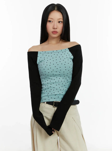 casual-patterned-off-shoulder-top-id526 / Mint
