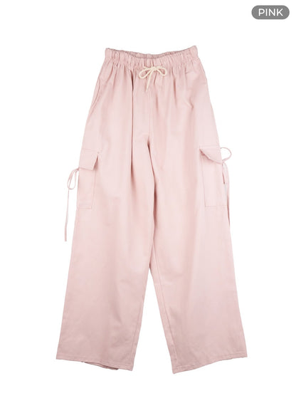 ribbon-banded-cargo-pants-ig405 / Pink