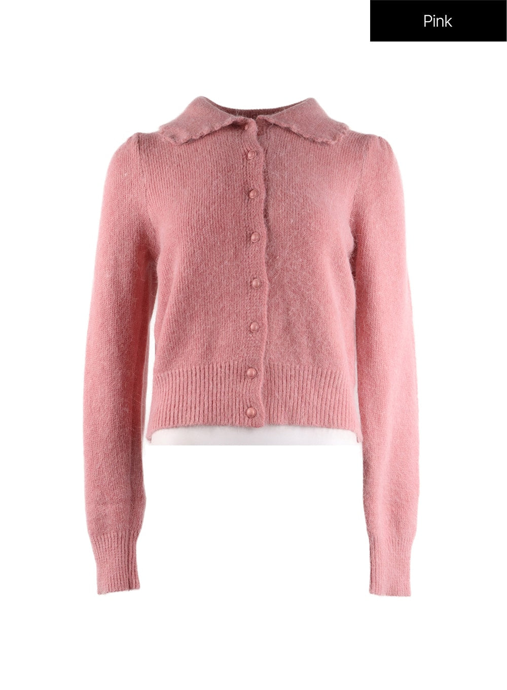 Wool-Blend Knit Collar Button Cardigan IF408