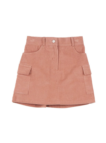 corduroy-cargo-mini-skirt-ij510 / Pink