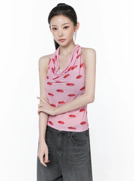 kiss-draped-halter-top-iu512 / Pink