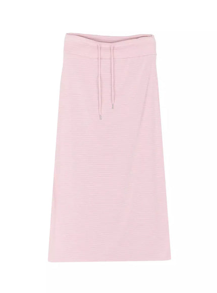 striped-drawstring-maxi-skirt-iu522 / Pink