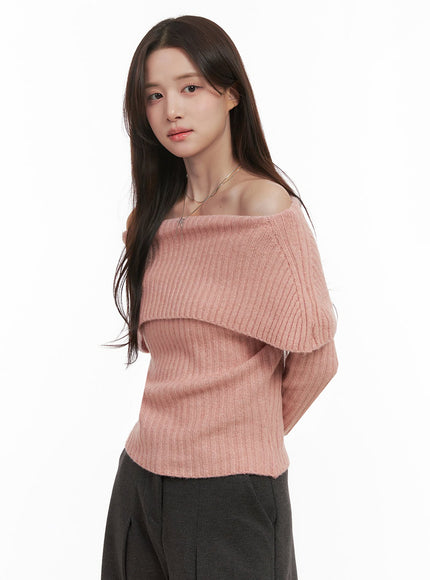 elegant-off-shoulder-sweater-ij510 / Pink