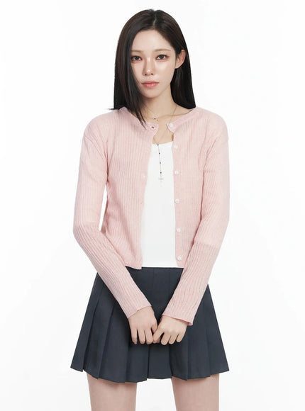 basic-ribbed-cardigan-ij528 / Pink