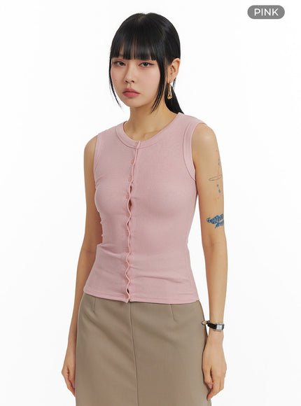 solid-button-tank-top-im414 / Pink