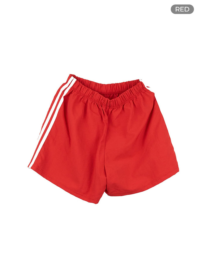 basic-contrasting-active-shorts-iy422 / Red