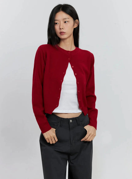 classic-button-up-cardigan-is515 / Red