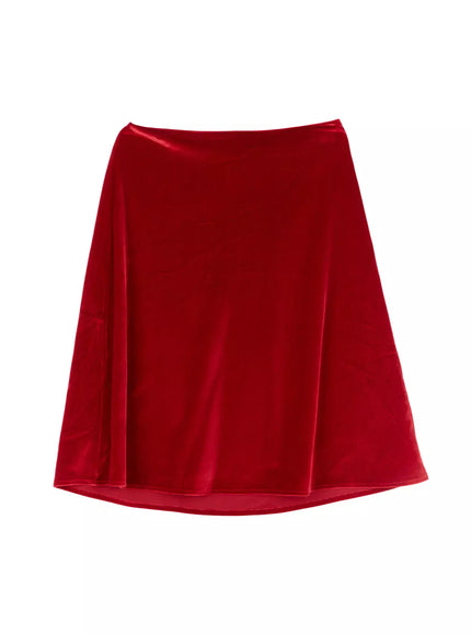 classic-velvet-midi-skirt-id504 / Red
