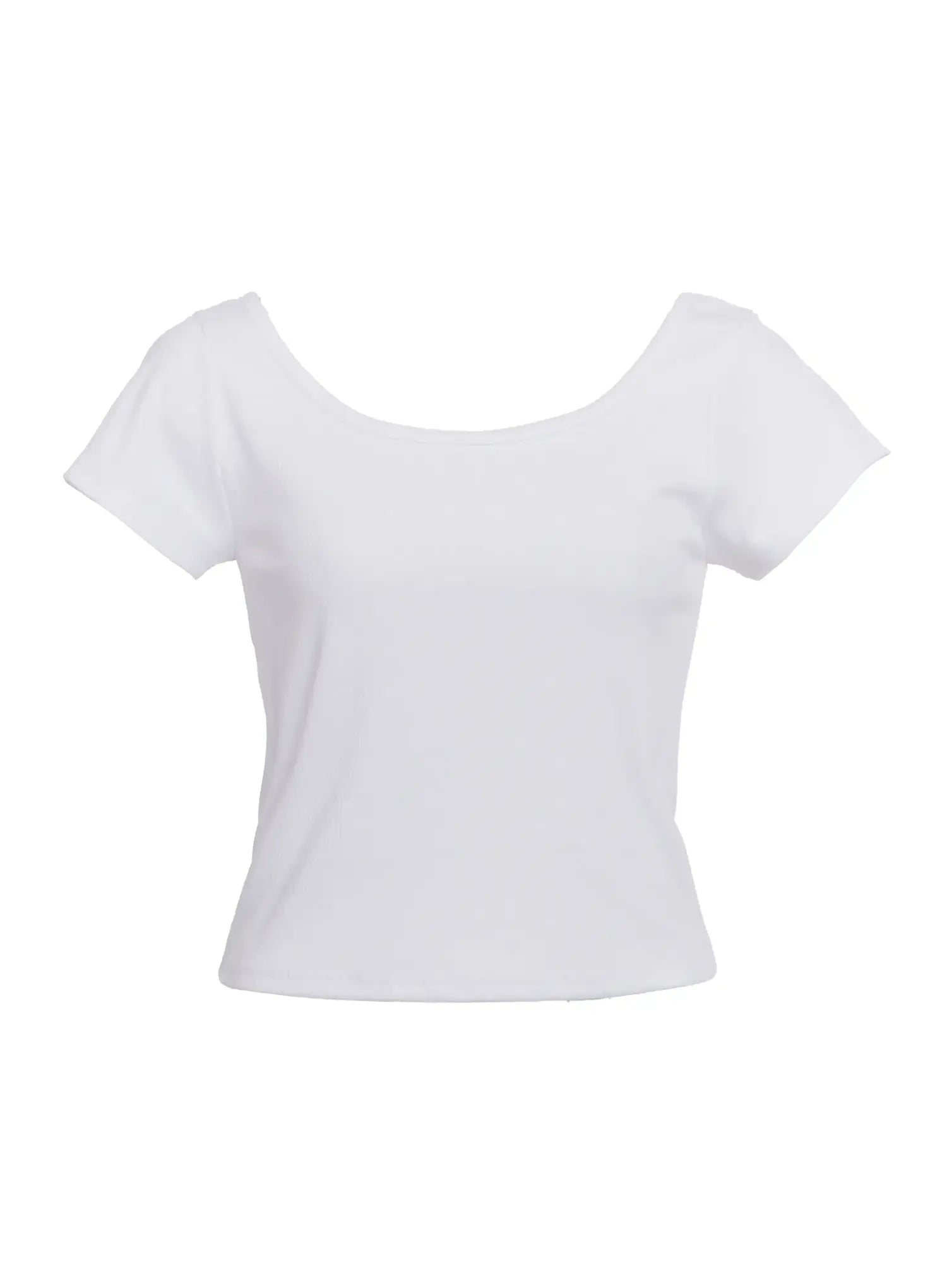 ribbed-square-neck-short-sleeve-tee-ic503 / White