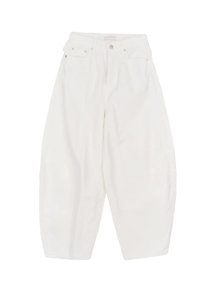 back-corset-belt-wide-leg-cotton-pants-ia527 / White