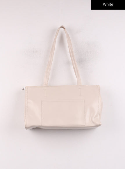 basic-faux-leather-tote-bag-ij419 / White